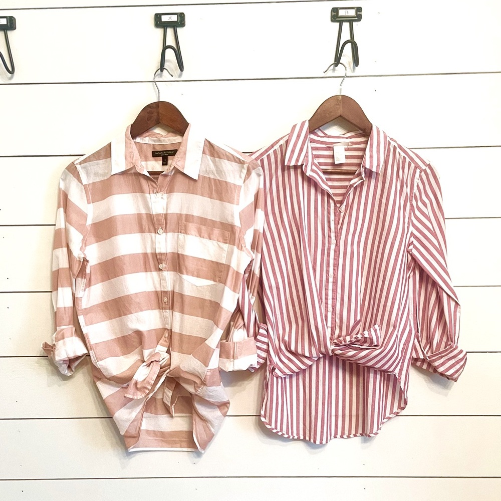 2 Striped Button Up Shirts